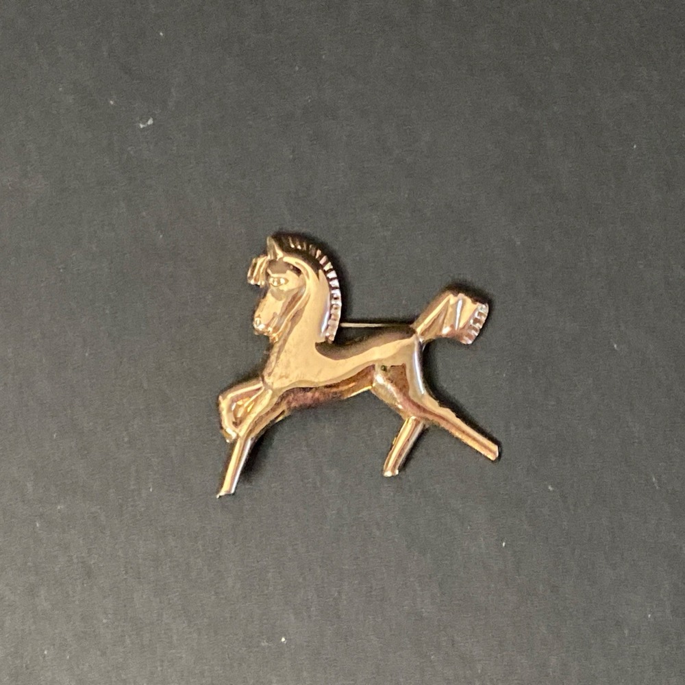 Vintage Signed CORO Sterling Silver Vermeil Prancing HORSE Pin Brooch